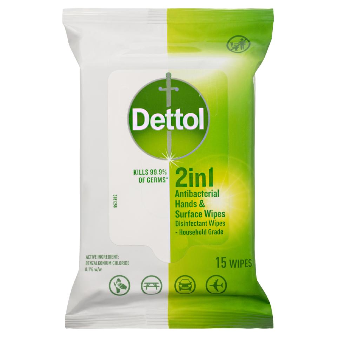 DETTOL ANTI-BAC 2IN1 WIPES 15S